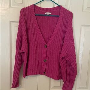 American Eagle Outfitters Fuchsia Button-Up Cardigan